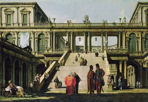 Paisaje ideal con escalones de palacio, 1762 de Bernardo Bellotto